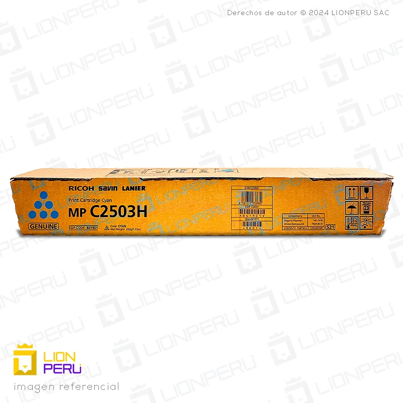Toner Ricoh MP C2503 Cyan 841921 Cartucho Original