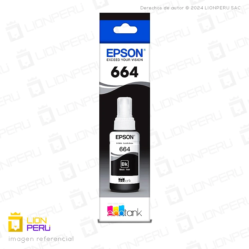 Tinta Epson T664120, T6641 Botella Original Negro