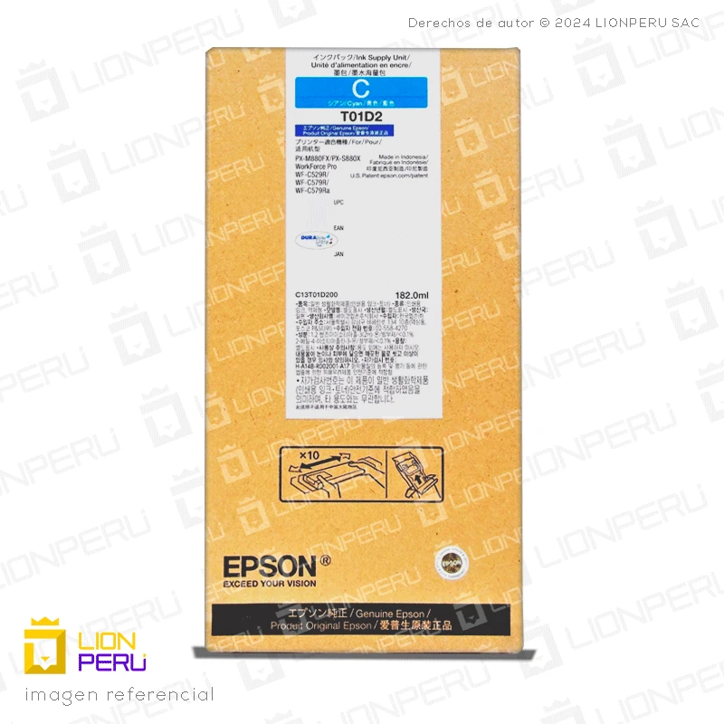 Tinta Epson T01D200, T01D2 Bolsa Original Cyan