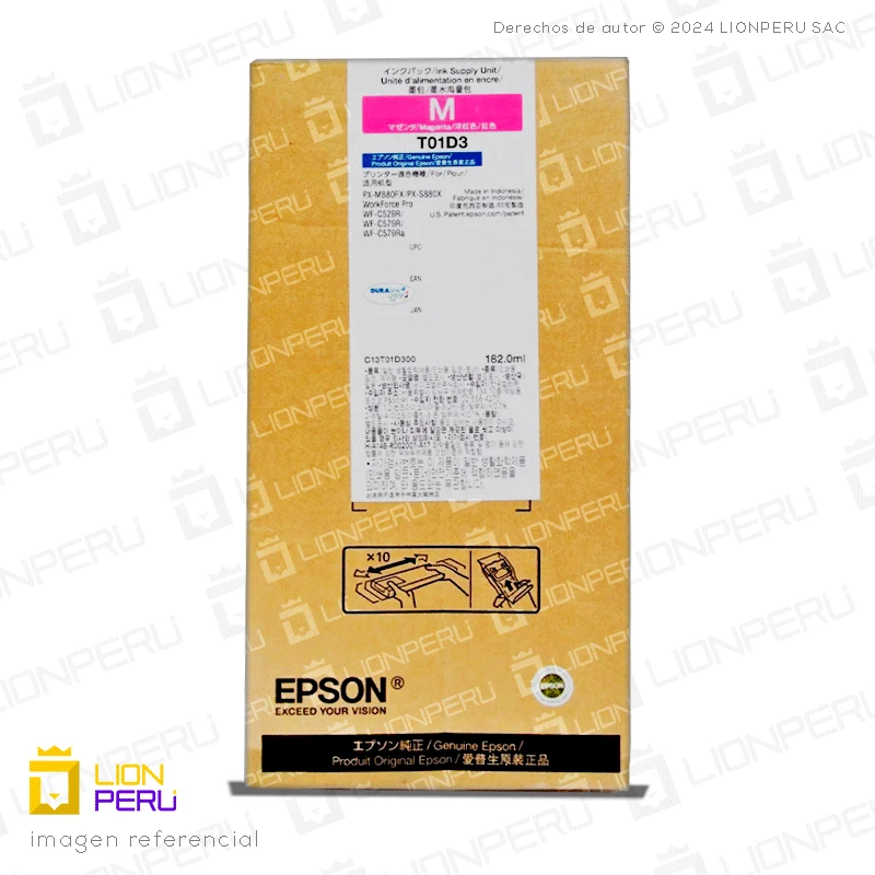 Tinta Epson T01D300, T01D3 Bolsa Original Magenta