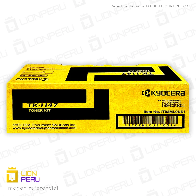 Toner Kyocera TK 1147 Cartucho TK-1147 Original Black