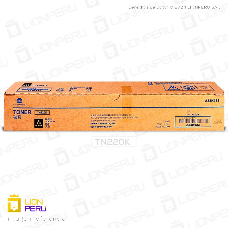 Toner Konica Minolta TN-220K, TN220K, A33K133 Negro