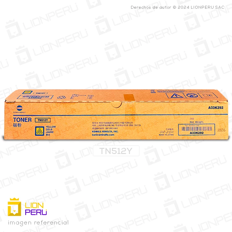 Toner Konica Minolta TN-512Y, TN512Y, A33K292 Amarillo