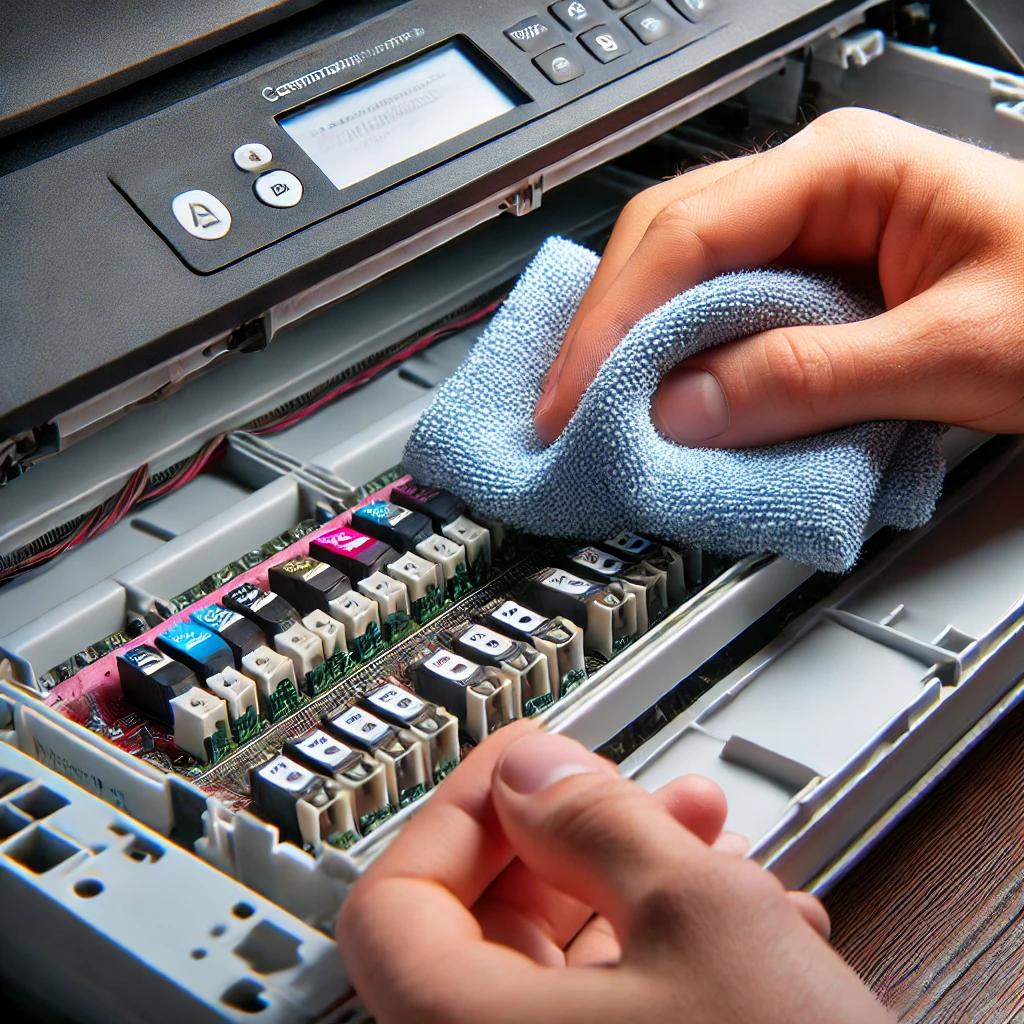 cartuchos mal instalados que hace que la impresora imprima con rayas