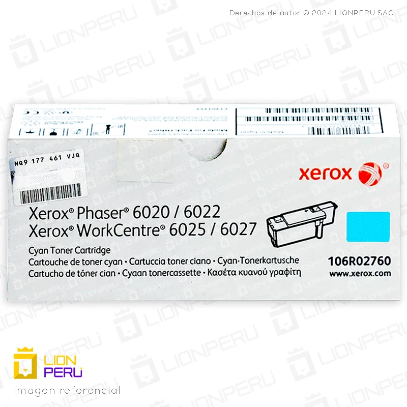 Toner Xerox 106R02760 Cartucho Alta Capacidad Cyan