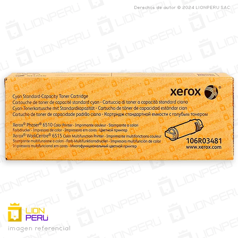 Toner Xerox 106R03481 Cartucho Capacidad Estandar Cyan