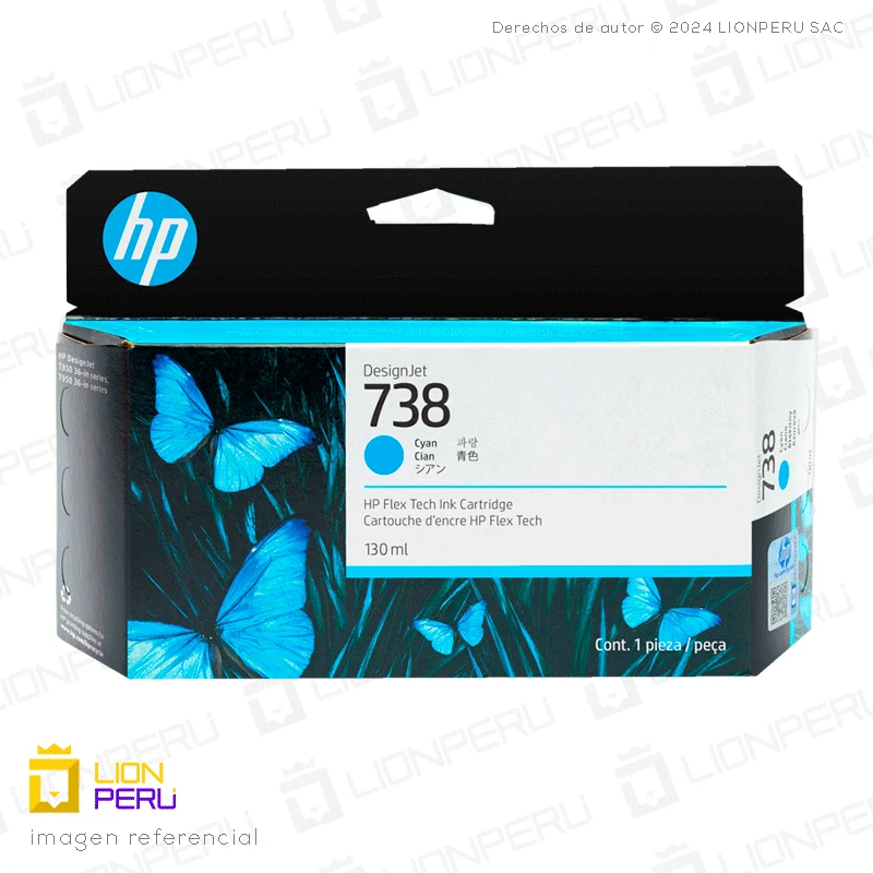 Tinta HP 738, 498N5A Cartucho Original Cyan