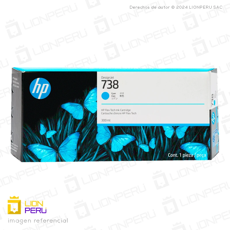 Tinta HP 738, 676M6A Cartucho Original Cyan