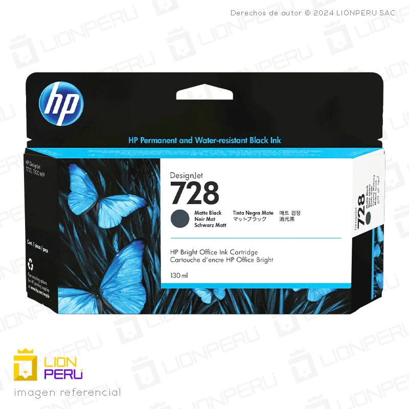 Tinta HP 728, 3WX25A Cartucho Original Matte