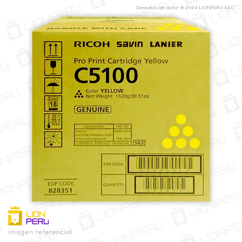 Toner Ricoh C5100, 828351 Original Cartucho Yellow