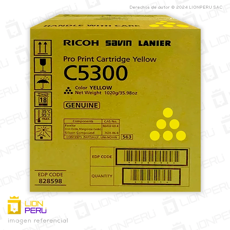 Toner Ricoh C5300, 828598 Original Cartucho Yellow