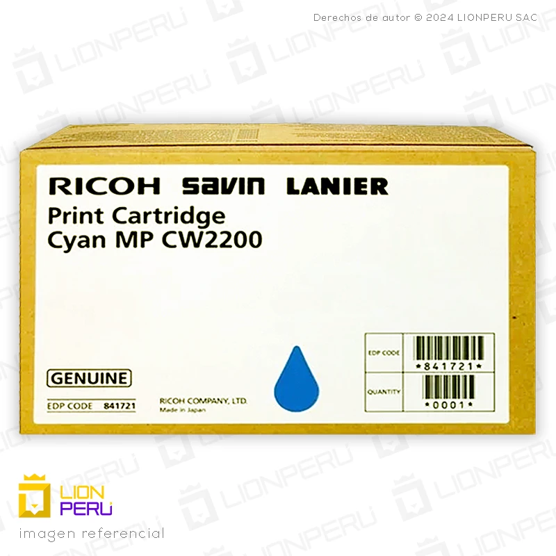 Toner Ricoh CW2200, 841721 Original Cartucho Cyan