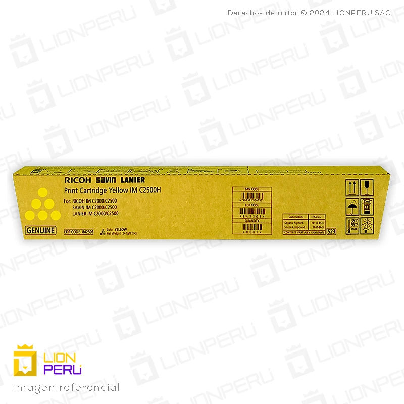 Toner Ricoh 842308, 842443, IM C2500 Cartucho Original Yellow