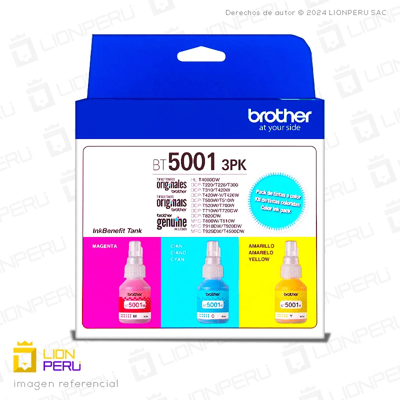 Tinta Brother 5001 Tripack Botella Original CMY