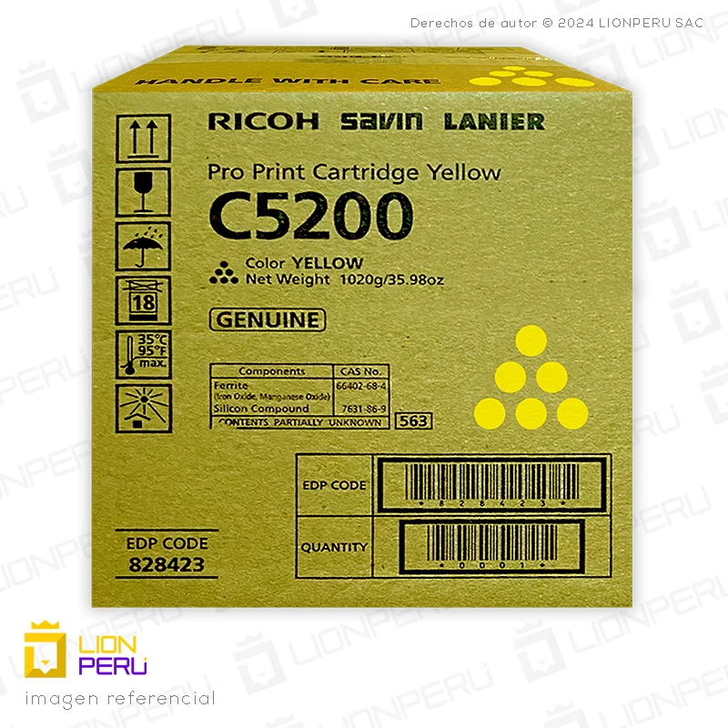 Toner Ricoh C5200, 828423 Original Cartucho Yellow