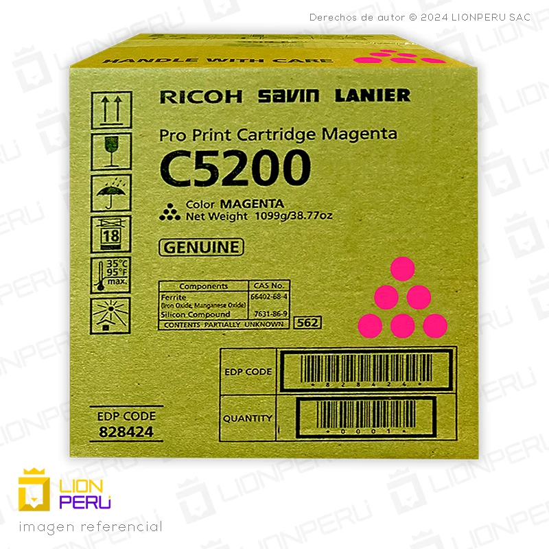 Toner Ricoh C5200, 828424 Original Cartucho Magenta