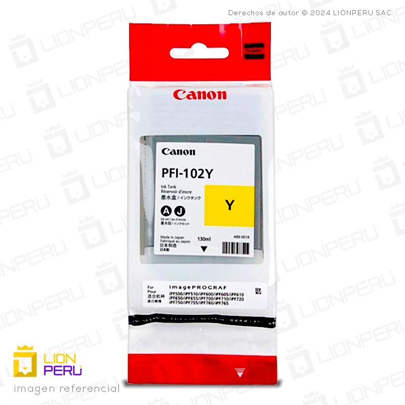 Canon PFI-102Y Cartucho de Tinta Amarillo Original