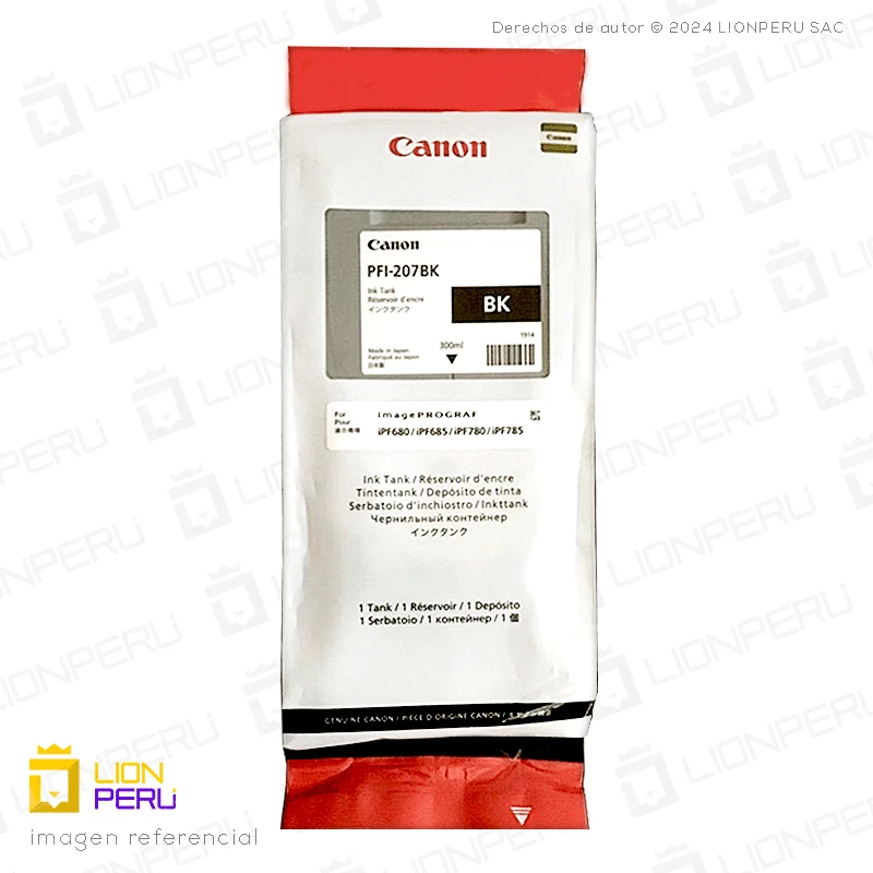 Tinta Canon PFI-207BK Cartucho Negro Original