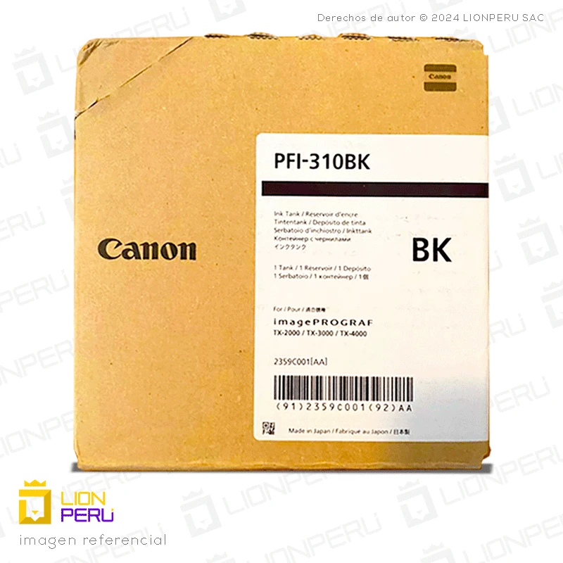 Canon PFI-310BK Cartucho de Tinta Negro Original