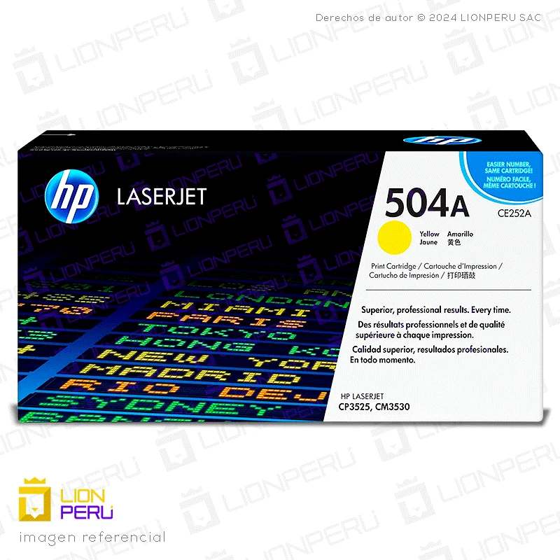 Toner HP CE252A, 504A Cartucho Original Yellow