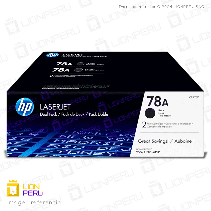 Toner HP 78AD, CE278A Cartucho Original Negro