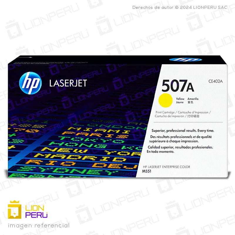 Toner HP CE402A, 507A Cartucho Original Yellow