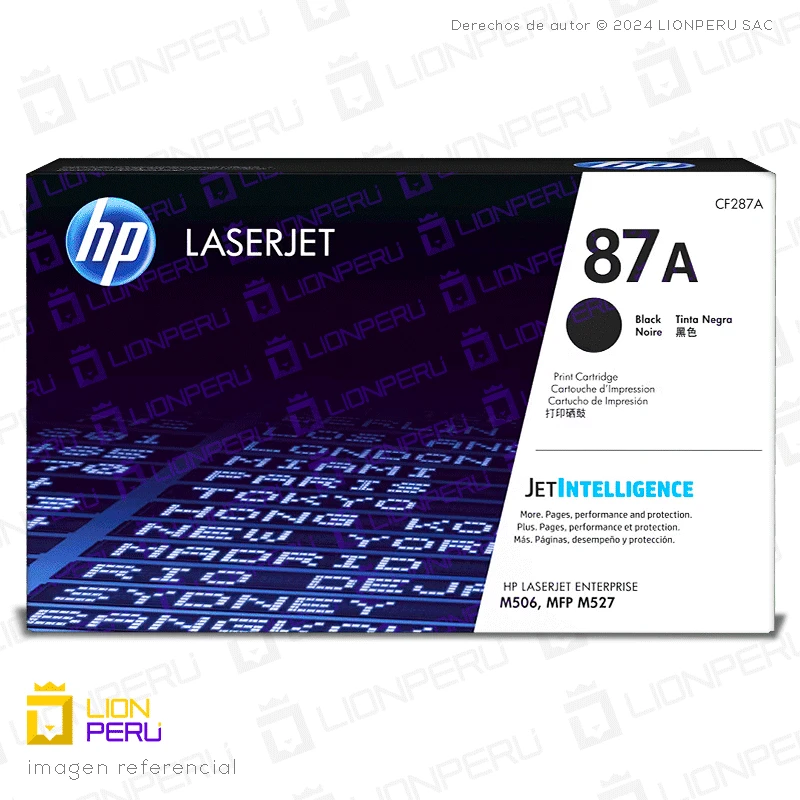 Toner HP 87A, CF287A Cartucho Original Negro