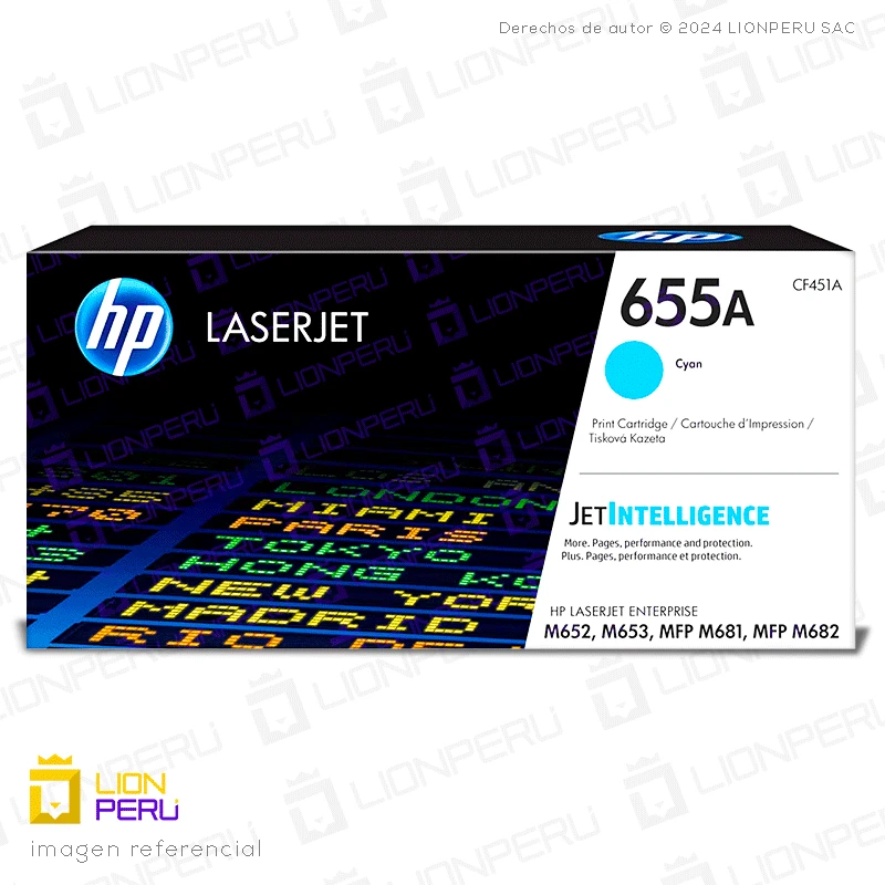 Toner HP CF451A, 655A Cartucho Original Cyan