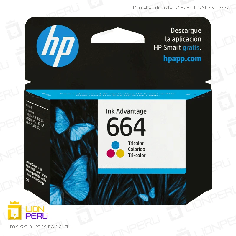 Tinta HP 664, F6V28AL Cartucho Original COLOR