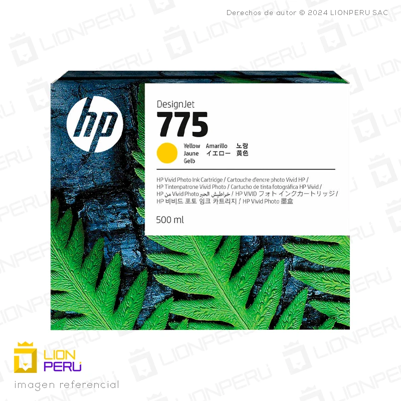 Tinta HP 775, 1XB19A Cartucho Amarillo 500ml