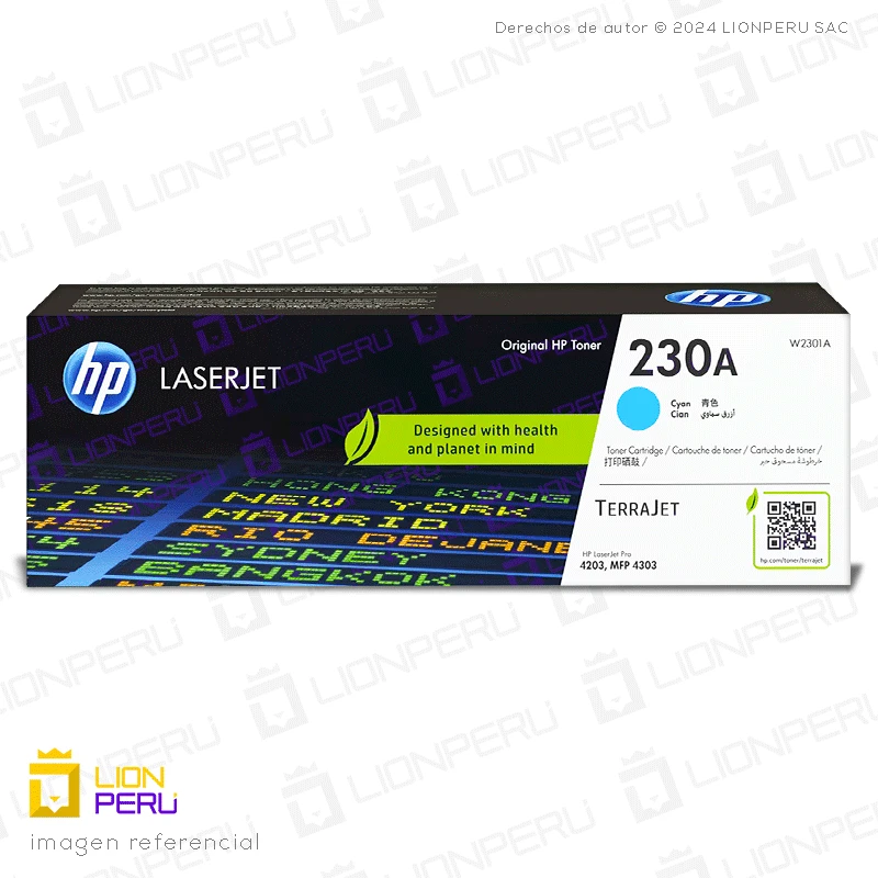 Toner HP 230A, W2301A Cartucho Original Cyan