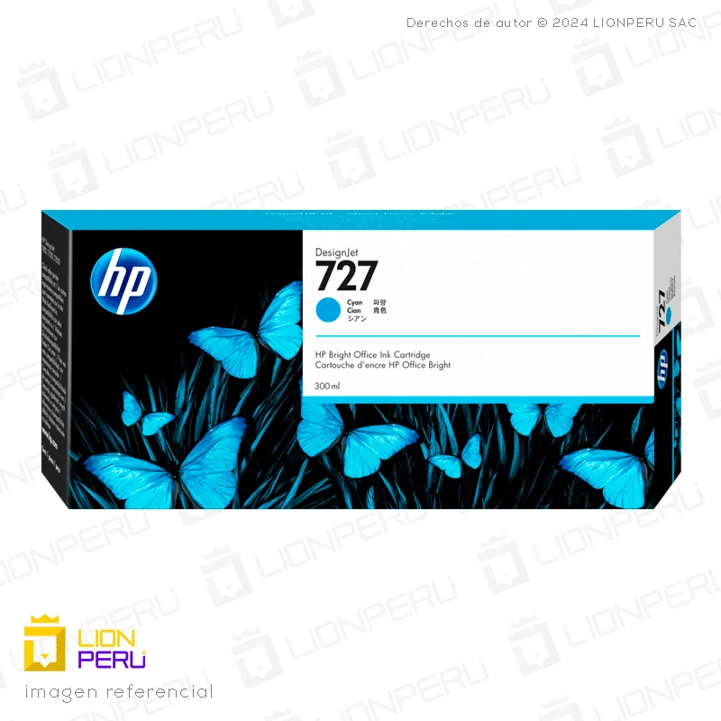 Tinta HP 727, F9J76A Cartucho Original Cyan