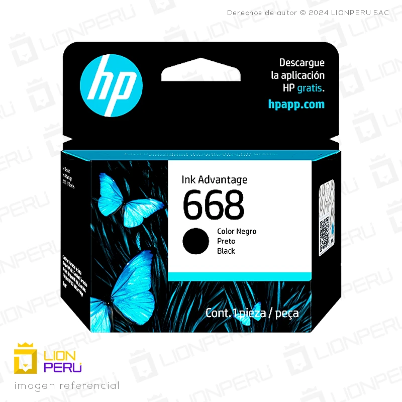 Tinta HP 668, 7FP37VL Cartucho Negro Original
