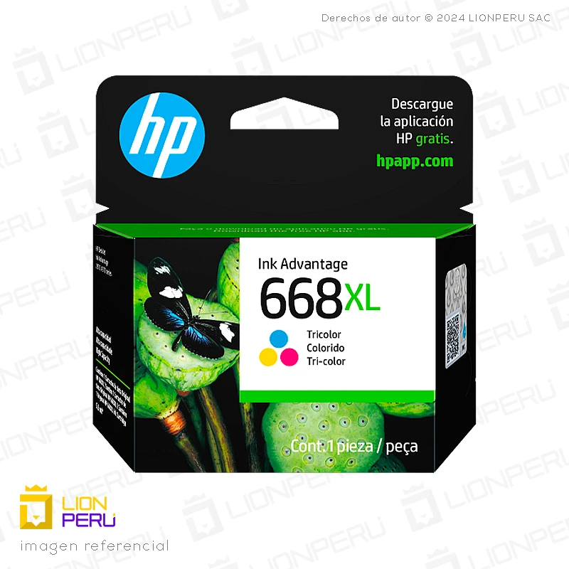 Tinta HP 668XL, 7FP38VL Cartucho Tricolor Original