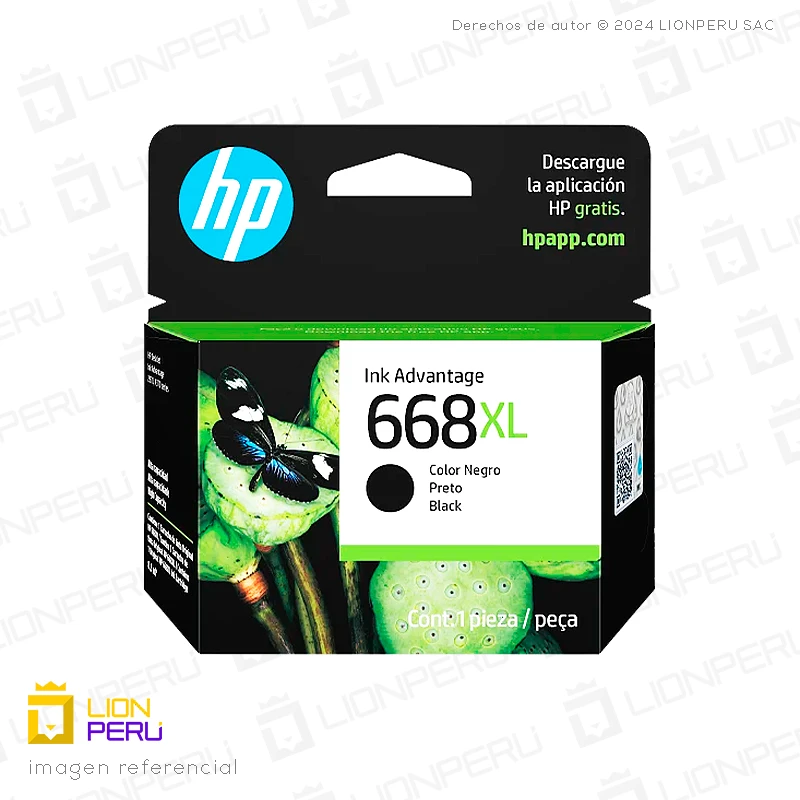 Tinta HP 668XL, 7FP39VL Cartucho Negro Original