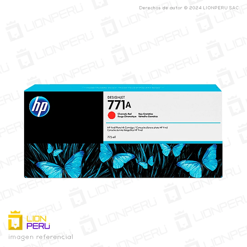 Tinta HP 771A, B6Y16A Cartucho Rojo Cromático 775ml