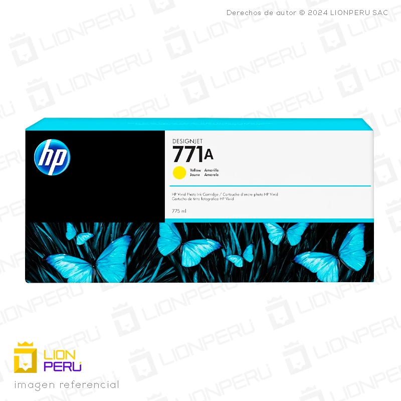 Tinta HP 771A, B6Y18A Cartucho Amarillo 775ml