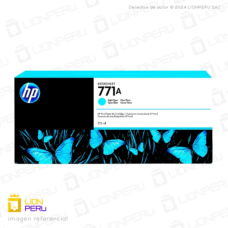 Tinta HP 771A, B6Y20A Cartucho Cian Claro 775ml