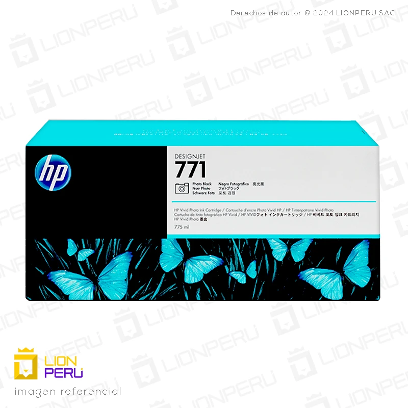 Tinta HP 771A, B6Y21A Cartucho Negro Fotográfico 775ml