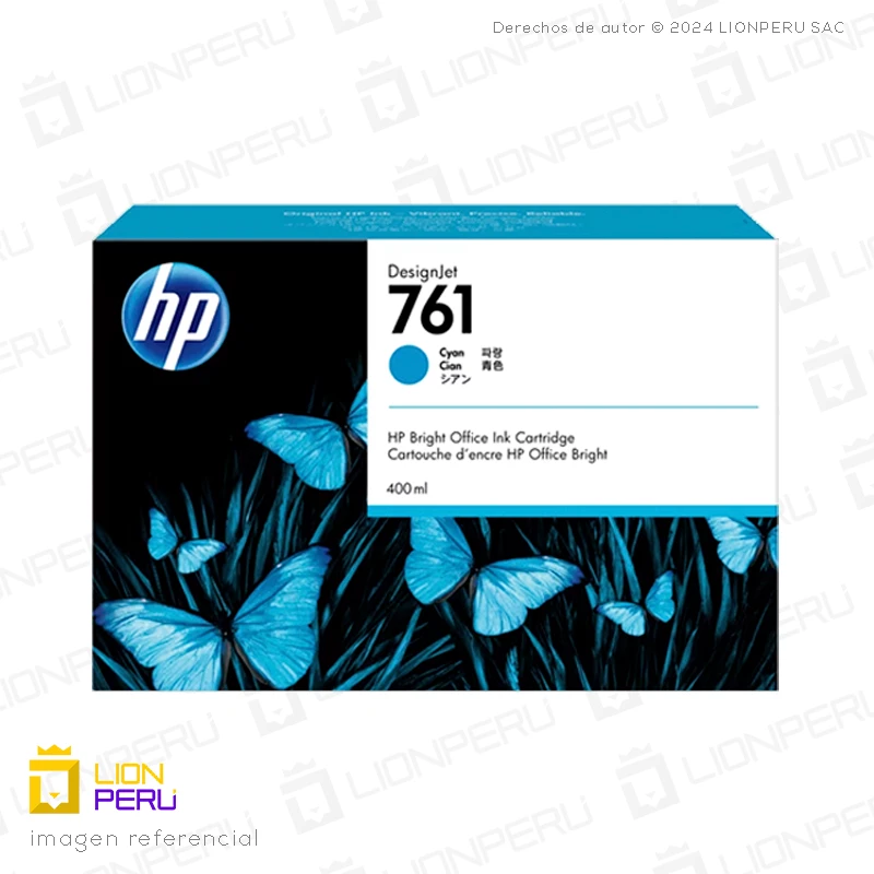 Tinta HP 761, CM994A Cartucho Cyan 400ml