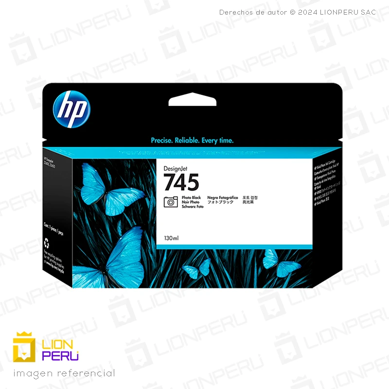 Tinta HP 745, F9J98A Cartucho Negro Fotográfico 130ml