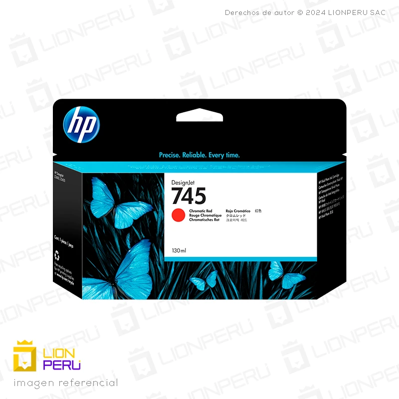Tinta HP 745, F9K00A Cartucho Rojo Cromático 130ml