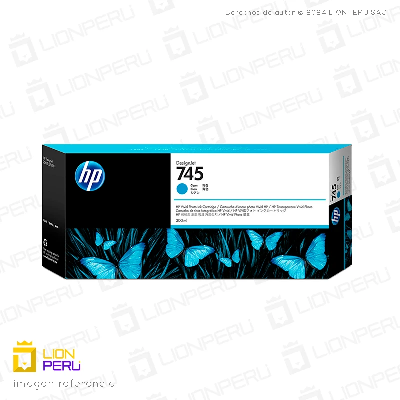 Tinta HP 745, F9K03A Cartucho Cian 300ml