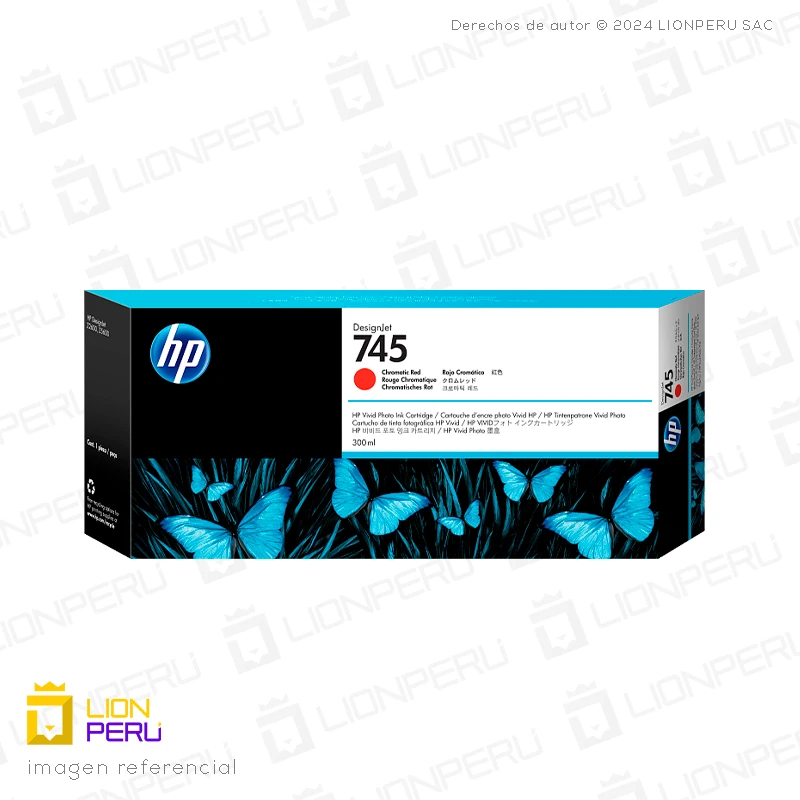 Tinta HP 745, F9K06A Cartucho Rojo Cromático 300ml