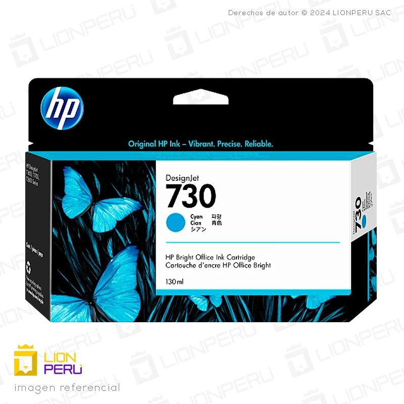 Tinta HP 730, F9J67A Cartucho Cian 130ml