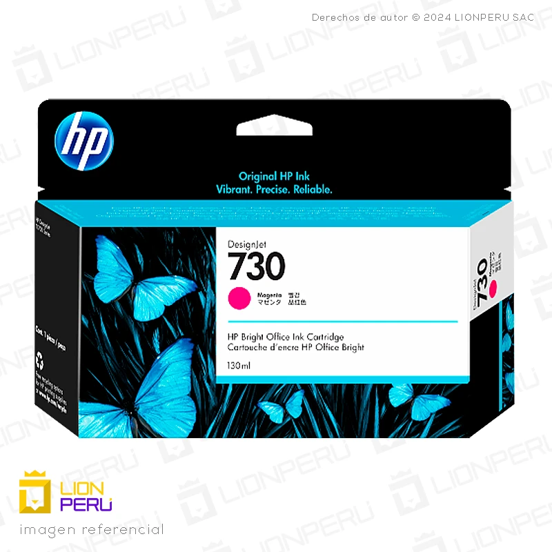 Tinta HP 730, P2V63A Cartucho Magenta 130ml