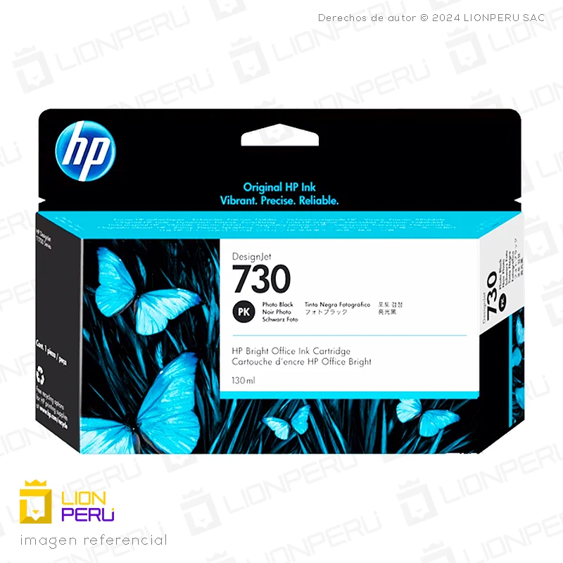Tinta HP 730, P2V67A Cartucho Negro Fotográfico 130ml