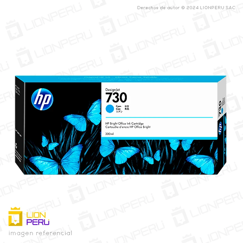 Tinta HP 730, P2V68A Cartucho Cian 300ml