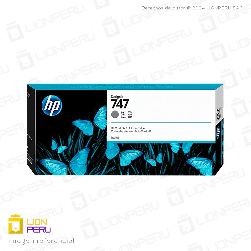 Tinta HP 747, P2V86A Cartucho Gris 300ml