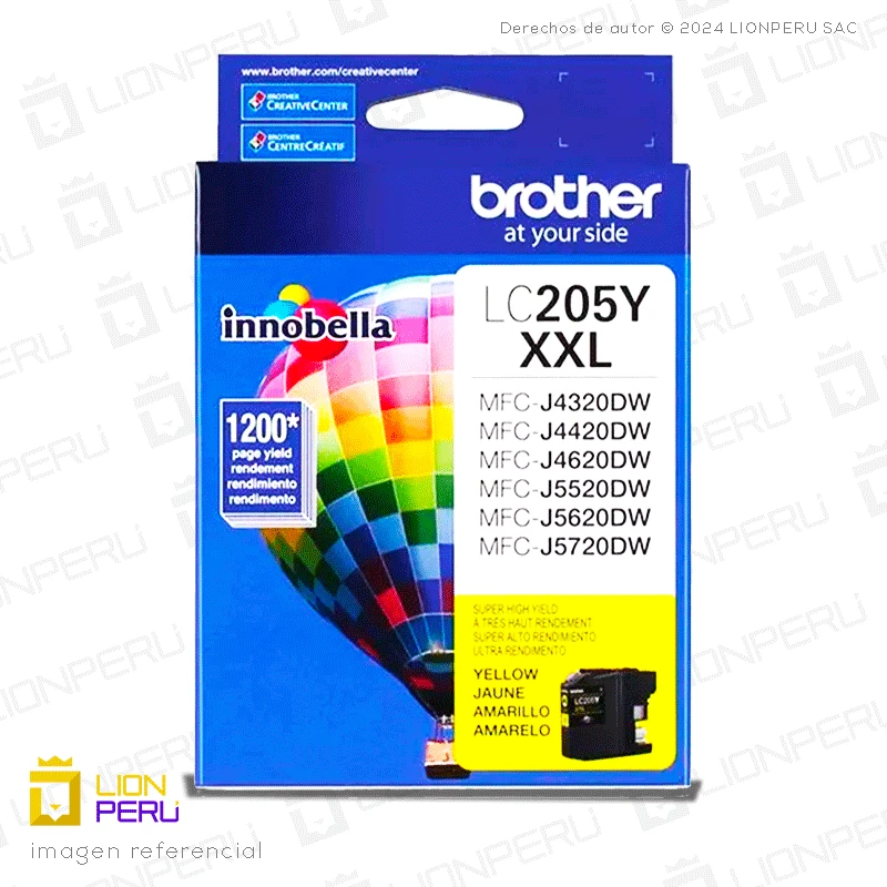 Tinta Brother LC205Y Botella Original Amarillo